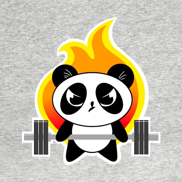 Panda fitness, gym girl, weightlifting panda by TimAddisonArt